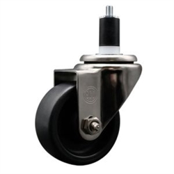 Service Caster #20 Series 1-1/2 inch expanding adapter stem stainless steel swivel casters with 3 inch polyolefin wheel.