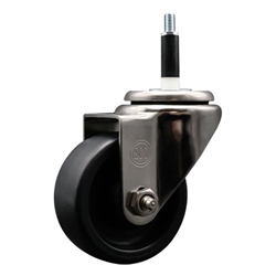Service Caster #20 Series 7/8 inch expanding adapter stem stainless steel swivel casters with 3 inch polyolefin wheel.