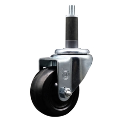 1 inch expanding adapter stem stainless steel swivel casters with 3 inch soft rubber wheel