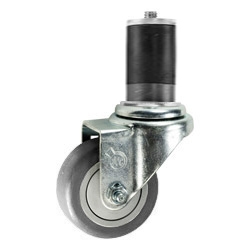 1-1/2" Stainless Steel Expanding Stem Swivel Caster with a 3" Thermoplastic Rubber Wheel