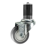 1-3/8" Stainless Steel Expanding Stem Swivel Caster with a 3" Thermoplastic Rubber Wheel