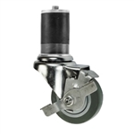 3" Stainless Steel  Expanding Stem Swivel Caster with Thermoplastic Rubber Wheel and Top Lock Brake