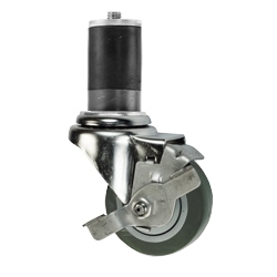 3" Stainless Steel  Expanding Stem Swivel Caster with Thermoplastic Rubber Wheel and Top Lock Brake
