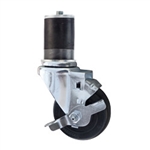 3-1/2" Stainless Steel  Expanding Stem Swivel Caster with Hard Rubber Wheel and Top Lock Brake