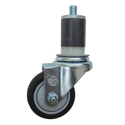 3.5" Expanding Stem Stainless Steel  Swivel Caster with Black Polyurethane Tread