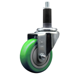 Service Caster 1-1/8 inch expanding stem  stainless steel swivel caster with a 3-1/2 inch green polyurethane wheel. Featuring stainless steel components, these casters are ideal for any equipment with round or square tube legs.