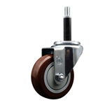 Service Caster 3/4 inch expanding stem  stainless steel swivel caster with a 3-1/2 inch maroon polyurethane wheel. Featuring stainless steel components, these casters are ideal for any equipment with round or square tube legs.