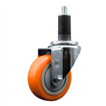 Service Caster 1-1/4 inch expanding stem  stainless steel swivel caster with a 3-1/2 inch orange polyurethane wheel. Featuring stainless steel components, these casters are ideal for any equipment with round or square tube legs.