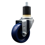 Service Caster #20 Series 1-7/8 inch expanding adapter stem stainless steel swivel casters with 3-1/2 inch solid blue polyurethane wheel.