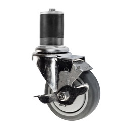 3-1/2" Stainless Steel  Expanding Stem Swivel Caster with Thermoplastic Rubber Wheel and Top Lock Brake