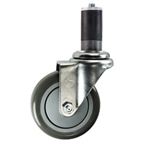 4" Expanding Stem Swivel Stainless Steel Caster with Polyurethane Tread