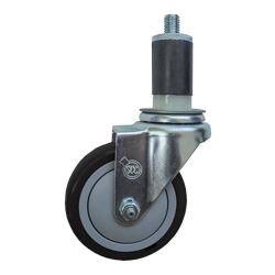 4" Expanding Stem Swivel Stainless Steel Caster with Black Polyurethane Tread