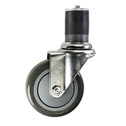 4" Expanding Stem Stainless Steel Swivel Caster with Polyurethane Tread