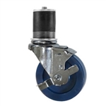4" Expanding Stem Stainless Steel  Swivel Caster with Solid Polyurethane Wheel and brake