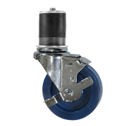 4" Expanding Stem Stainless Steel  Swivel Caster with Solid Polyurethane Wheel and brake