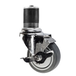 4" Stainless Steel  Expanding Stem Swivel Caster with Thermoplastic Rubber Wheel and Top Lock Brake