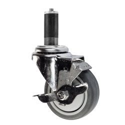 4" Stainless Steel  Expanding Stem Swivel Caster with Thermoplastic Rubber Wheel and Top Lock Brake