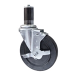 5" Stainless Steel Expanding Stem Swivel Caster with Hard Rubber Wheel and Brake
