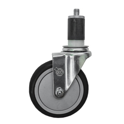 5" Expanding Stem Stainless Steel Swivel Caster with Black Polyurethane Tread