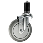 5" Expanding Stem Stainless Steel Swivel Caster with Polyurethane Tread