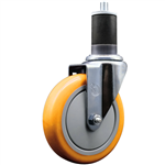 1-5/8 inch expanding stem stainless steel casters with a 5 inch yellow polyurethane tread wheel