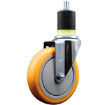 Service Caster 1-7/8 inch expanding stem  stainless steel swivel caster with a 5 inch yellow polyurethane wheel. Featuring stainless steel components, these casters are ideal for any equipment with round or square tube legs.