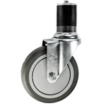 5" Stainless Steel Expanding Stem Swivel Caster with a Thermoplastic Rubber Wheel