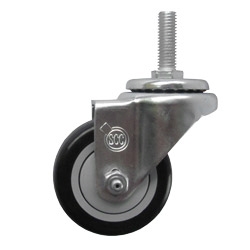 3" Stainless Steel Swivel Caster with Black Polyurethane Tread