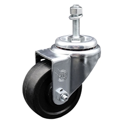 10mm threaded stem stainless steel swivel casters with 3 inch soft rubber wheel