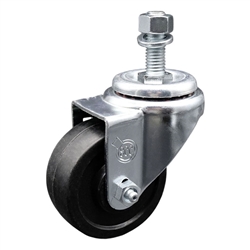 12mm threaded stem stainless steel swivel casters with 3 inch soft rubber wheel