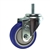 12mm Stainless Steel Threaded Stem Swivel Caster with a Blue Polyurethane Tread Wheel