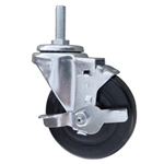Threaded Stem Stainless Steel Swivel Caster with Rubber Wheel and Brake