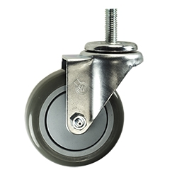 4" Stainless Steel Threaded Stem Swivel Caster with Polyurethane Tread Wheel