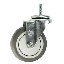 4" Stainless Steel 10mm Threaded Stem Swivel Caster with Thermoplastic Rubber Wheel