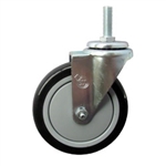 5" Stainless Metric Stem Swivel Caster with Black Polyurethane Tread