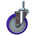 5" Stainless Metric Stem Swivel Caster with Blue Polyurethane Tread