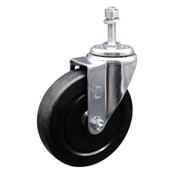 10mm threaded stem stainless steel swivel casters with 5 inch soft rubber wheel
