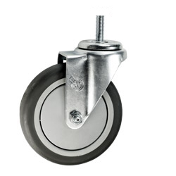 5" Stainless Steel 1/2" Threaded Stem Swivel Caster with Thermoplastic Rubber Wheel