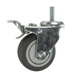 3" Stainless Steel Threaded Stem Swivel Caster with Total Lock and Thermoplastic Rubber Wheel