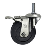 4 Inch Stainless Steel 3/8" Threaded Stem Caster with Hard Rubber Wheel