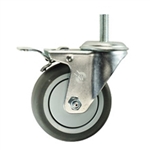 4" Stainless Steel Swivel Caster with Thermoplastic Rubber Tread and Total Lock Brake