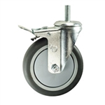 5" Stainless Steel Swivel Caster with Thermoplastic Rubber Tread and Total Lock Brake
