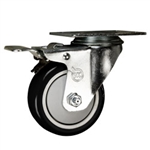 3" Stainless Steel Swivel Caster with Black Poly Wheel and Total Lock Brake