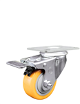 Service Caster #20 Series Stainless Steel swivel casters with 3-1/2 inch polyurethane wheel featuring Total Lock Brake. Well-suited for food service carts, hospital carts and beds, pharmaceutical applications, and industrial equipment dollies and carts. 