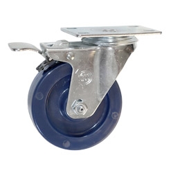 3-1/2" Stainless Steel Swivel Caster with Solid Polyurethane Wheel and Total Lock Brake