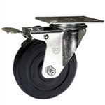 4" Stainless Steel  Swivel Caster with Hard Rubber Wheel and Total Lock Brake