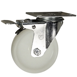 4 Inch Stainless Steel Swivel Caster with White Nylon Wheel and Total Lock