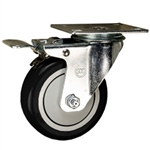 4" Stainless Steel Swivel Caster with Black Poly Wheel and Total Lock Brake