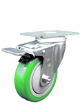 Service Caster #20 Series Stainless Steel swivel casters with 4 inch polyurethane wheel featuring Total Lock Brake. Well-suited for food service carts, hospital carts and beds, pharmaceutical applications, and industrial equipment dollies and carts. 