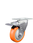 Service Caster #20 Series Stainless Steel swivel casters with 4 inch polyurethane wheel featuring Total Lock Brake. Well-suited for food service carts, hospital carts and beds, pharmaceutical applications, and industrial equipment dollies and carts. 